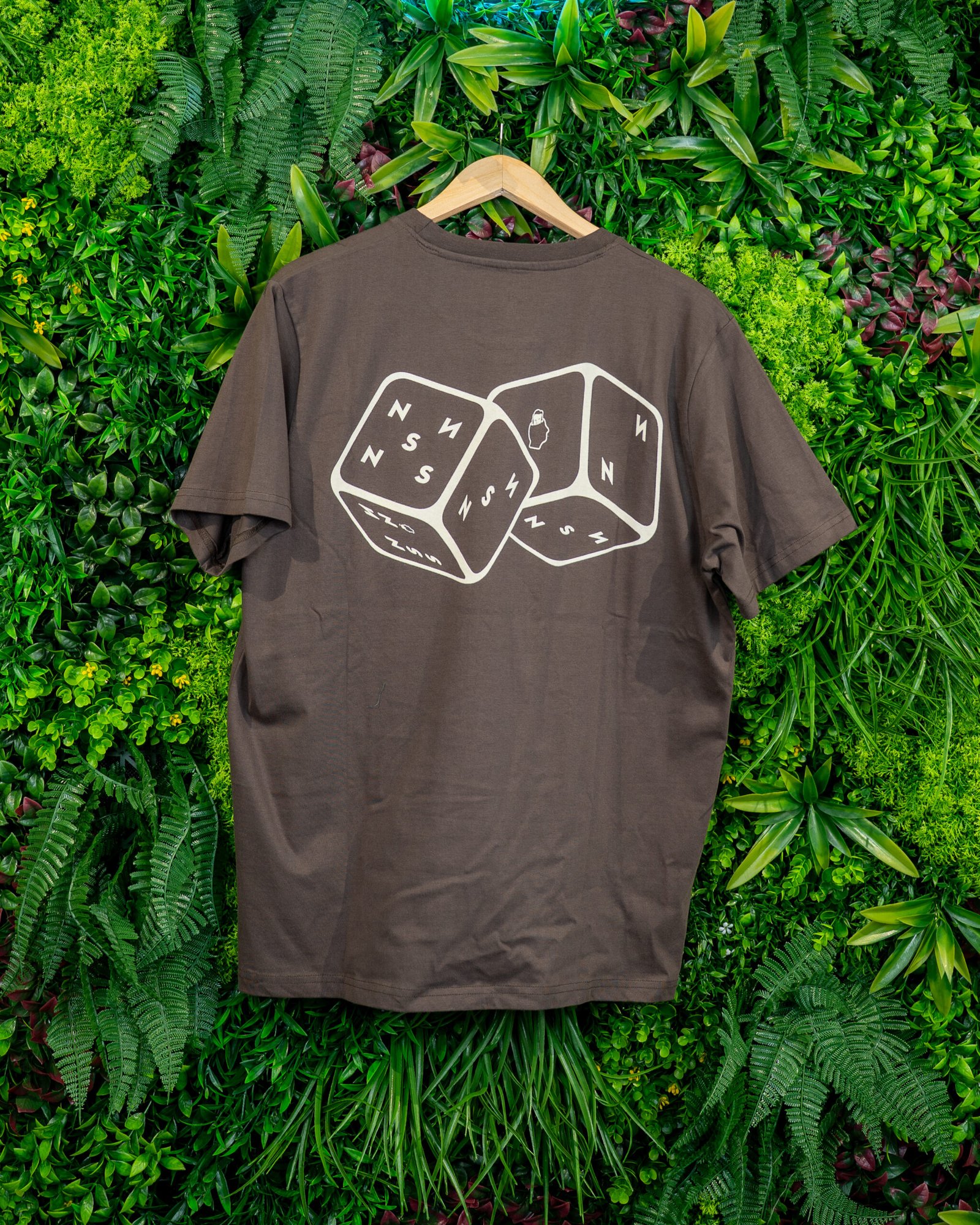 NONSENSE T-SHIRT DOUBLE DICE FLOCK CHARCOAL