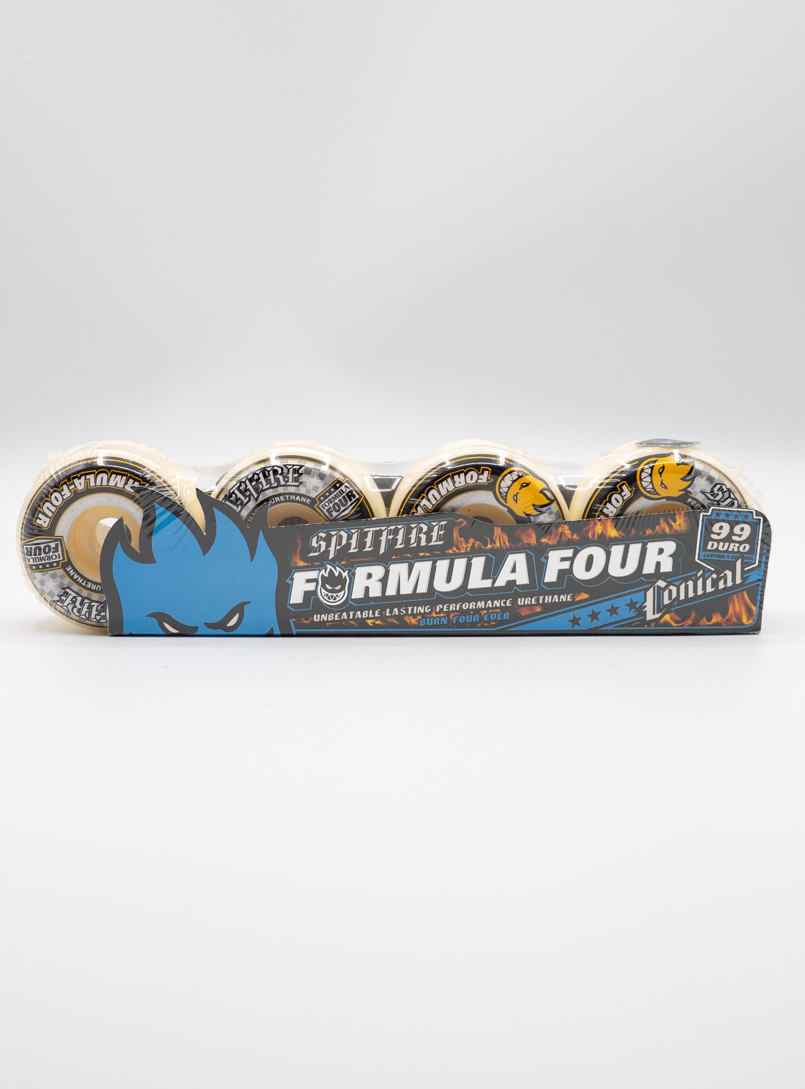 SPITFIRE WHEELS (JEU DE 4) 54MM F4 99D CONICAL YELLOW PRINT