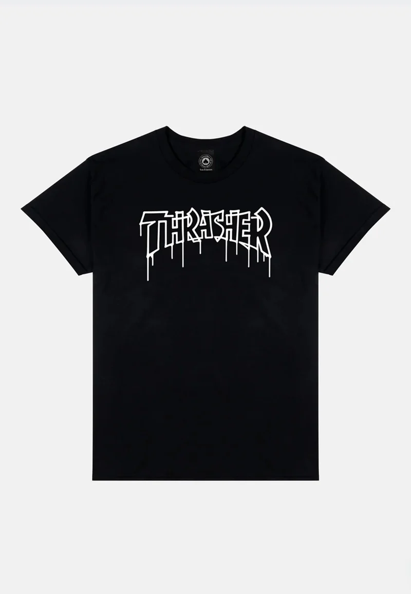THRASHER T-SHIRT ONE-LINER BLACK